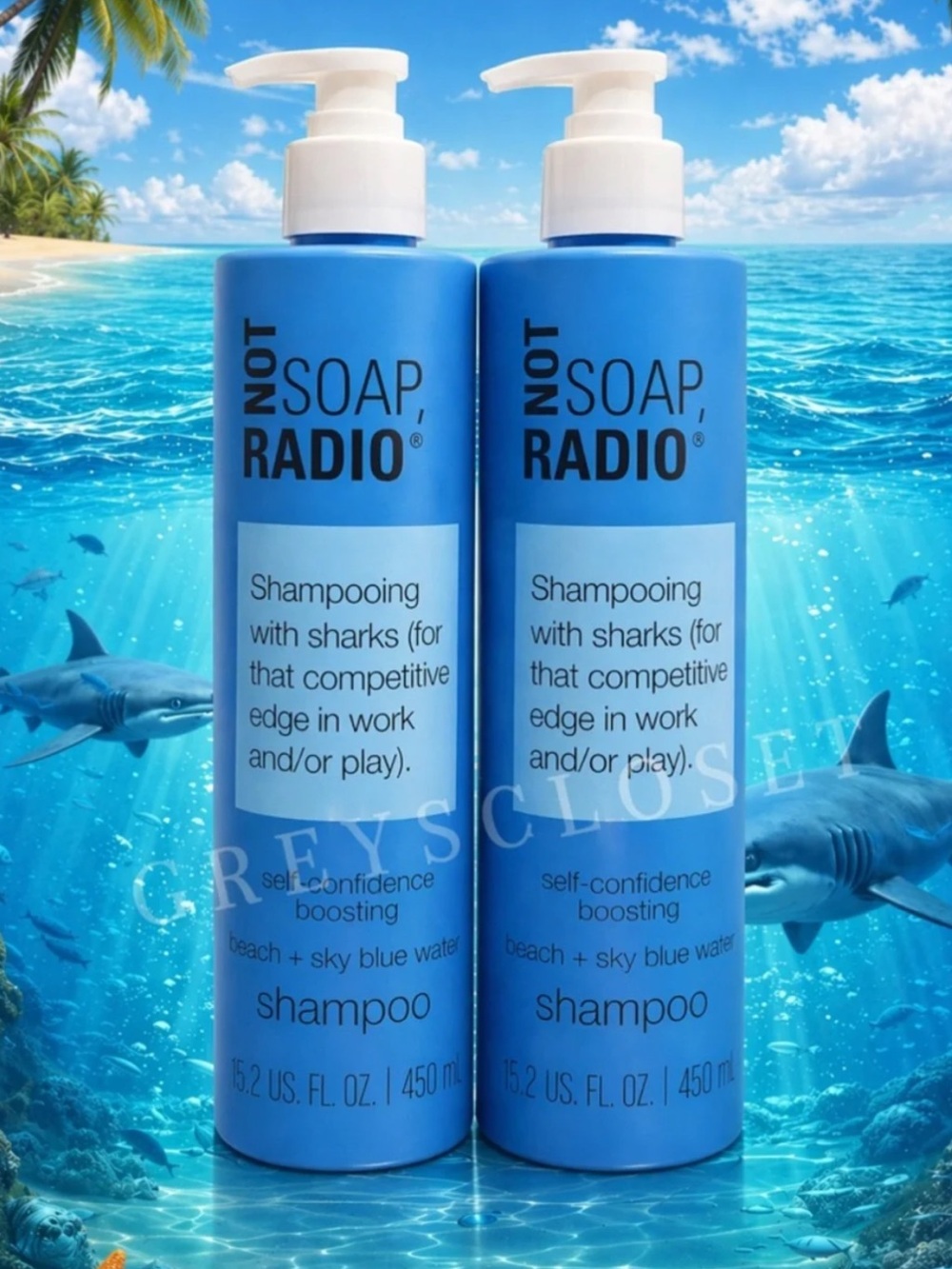 NOT SOAP, RADIO Shampoo 15.2 oz Set of 2 Beach + Sky Blue Water - Picture 8 of 9